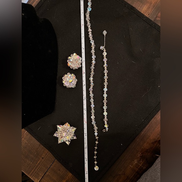GORGEOUS AB crystal necklace bracelet earrings & broach!!! Got to see!!!! - Picture 10 of 12